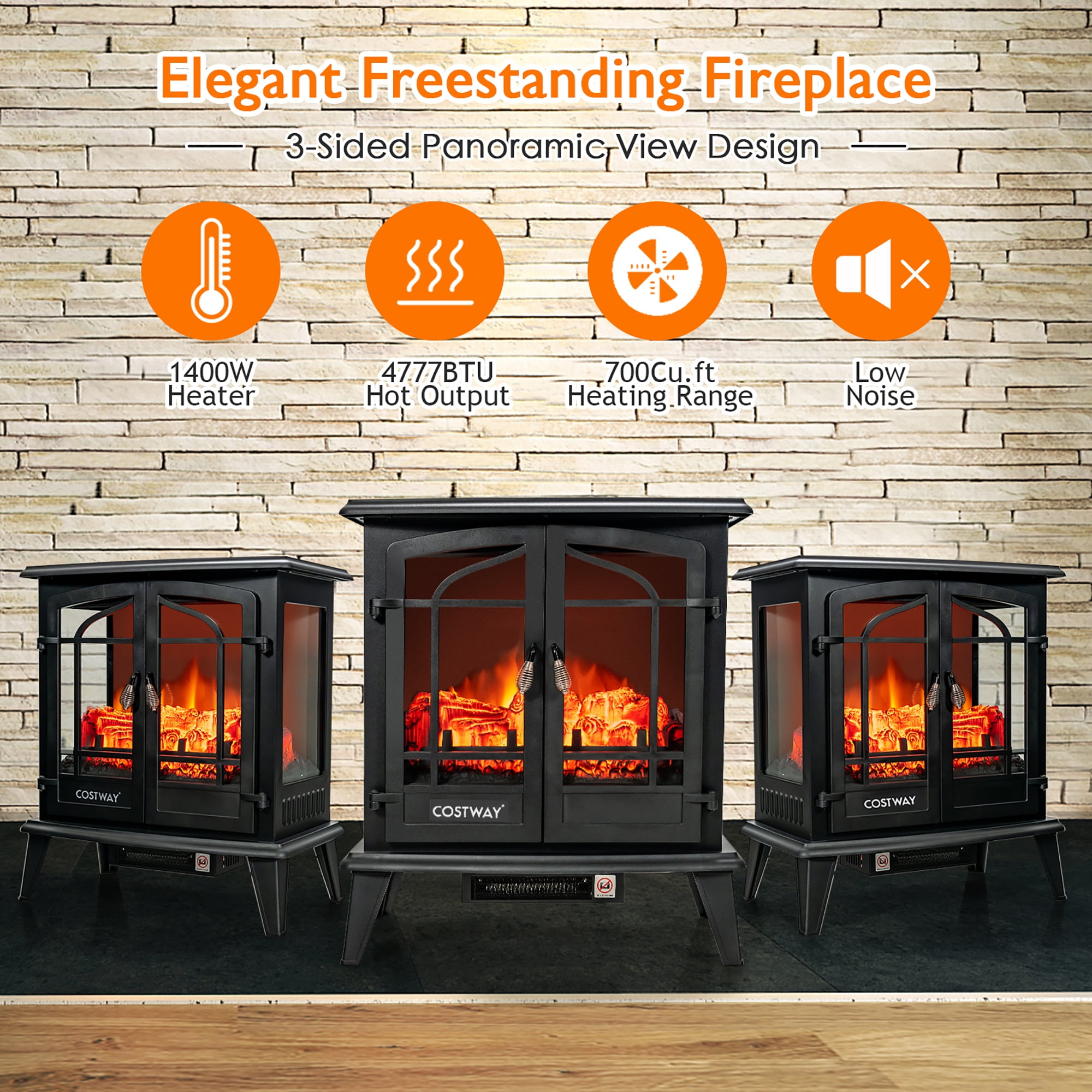  Classic Electric Fireplace - Freestanding Indoor Wood Stove  Heater for Living Rooms, Bedrooms, and Areas Up to 400-Square-Feet by  Northwest (Black) : Home & Kitchen