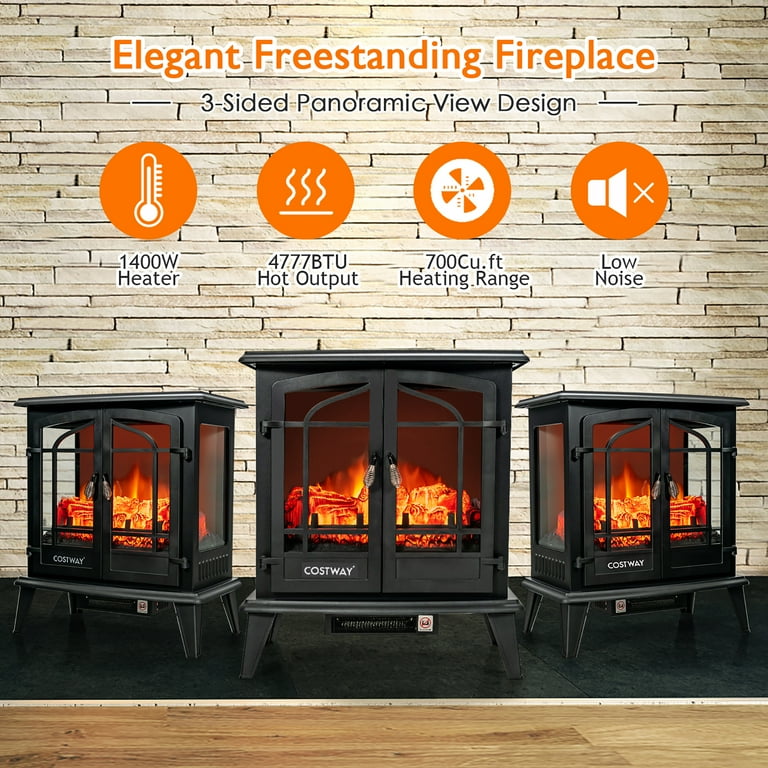Costway 25'' Indoor Home Electric Fireplace, Freestanding Heater