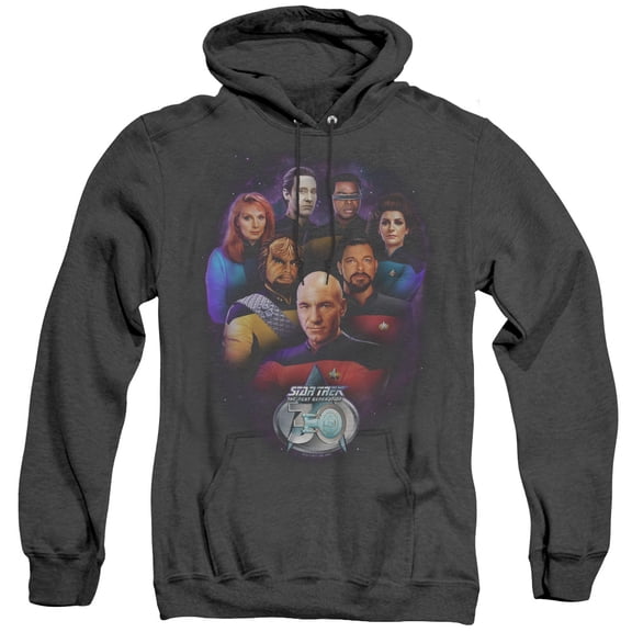 Star Trek Crew 30 Adult Heather Hoodie Sweatshirt Black