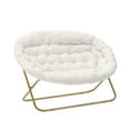 thumbnail image 2 of BizChair 56" Portable Folding Double Saucer Chair in Ivory Faux Shearling with a Soft Gold Steel Frame for Dorm, Living Room, or Bedroom, 2 of 10