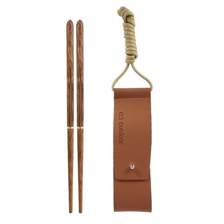 

FRCOLOR 1 Pair Wooden Chopsticks with Storage Bag Camping Tableware Outdoor Supplies