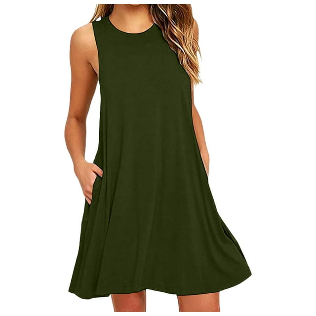 Daznico Robes Élégantes pour Femmes, Robe Ample Sans Manches, Robes pour Femmes Cache Ventre