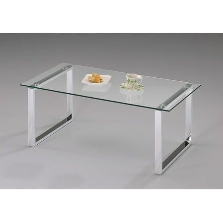 Kings Brand Modern Design Chrome Finish With Glass Top Cocktail Coffee Table