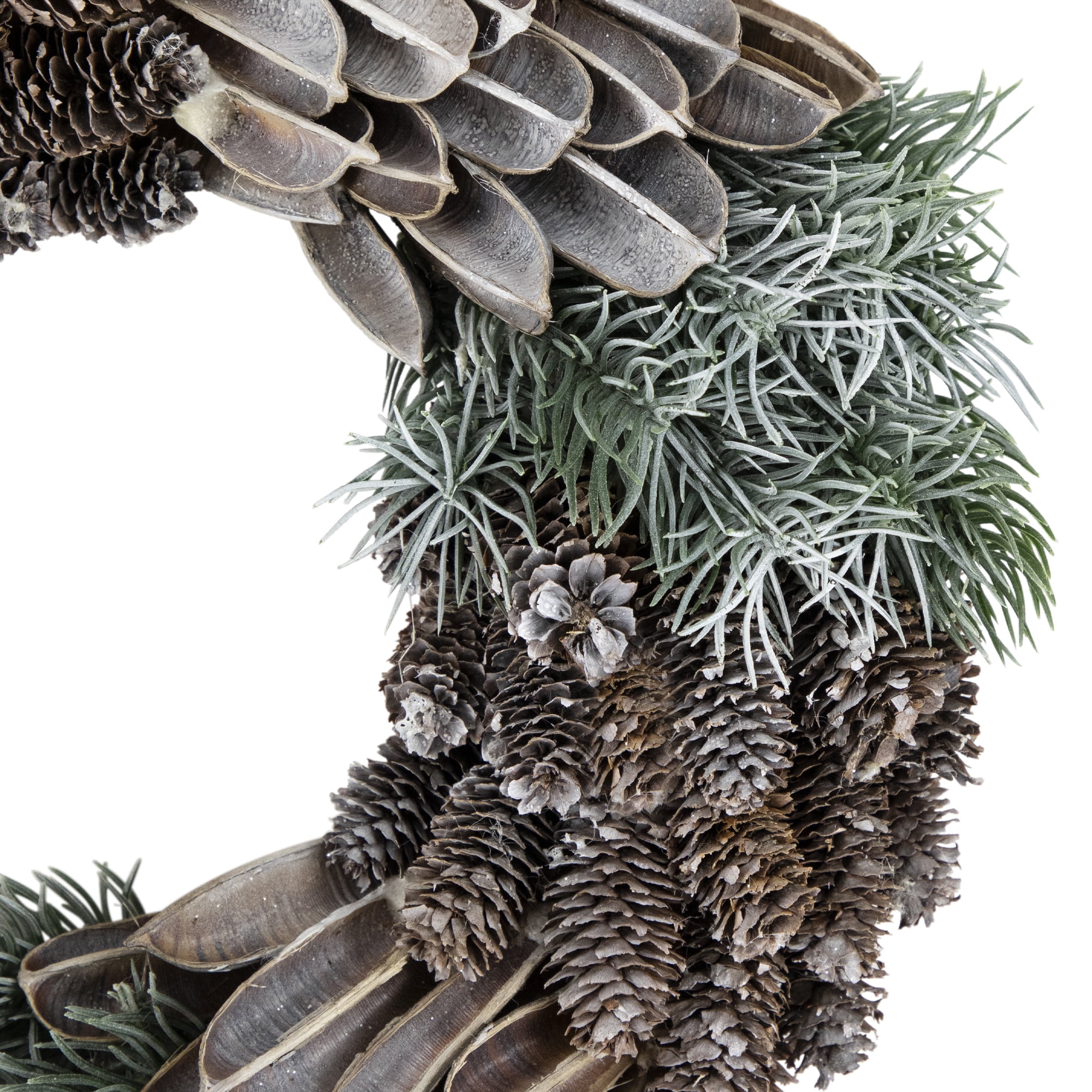 Northlight Brown and Green Pine Needle and Pine Cone Artificial Christmas Wreath, 13.5-Inch, Unlit