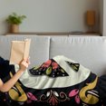 thumbnail image 3 of Hippie Soft Flannel Fleece Throw Blanket, Graphic Peace Sign with Flower Shapes Sixties and Seventies Pacifism or, Cozy Plush for Indoor and Outdoor Use, 50" x 70", Multicolor, by Ambesonne, 3 of 5