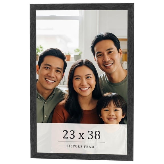 23x38 Frame Black Charcoal Grey Wood Textured Picture Frame | 0.75 Inch Moulding Width | Gunmetal