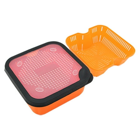 YaSaLy 1Pc Fishing Redworm Bait Box 2In1 Pellet Strainer with Inner Frame for Draining Carp Fishing Redworm Bait Tackle Box Accessories 6.5-Os