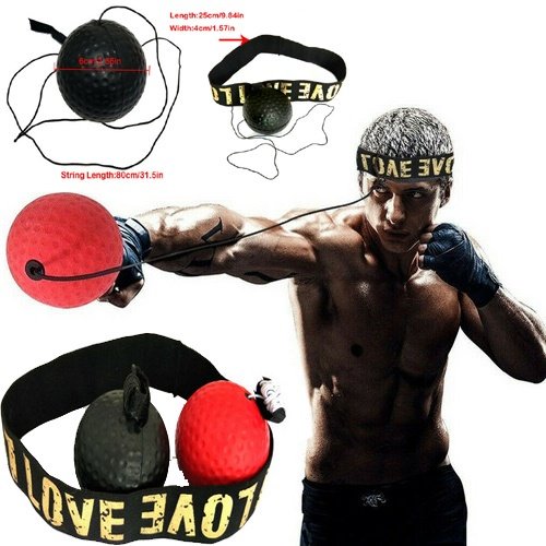 1 Set Fight Ball Reflex Boxing REACT Training Boxer Speed Punch Head Cap String Ball
