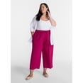 thumbnail image 2 of Terra & Sky Women’s Plus Cropped Linen Blend Pants, 27” Inseam, Sizes 0X-5X, 2 of 4
