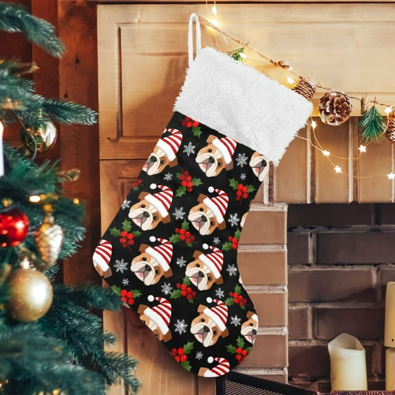 Ryvnso Christmas Stockings Christmas Pug Dog 17.7" Large Stocking Decoration 1 Pack