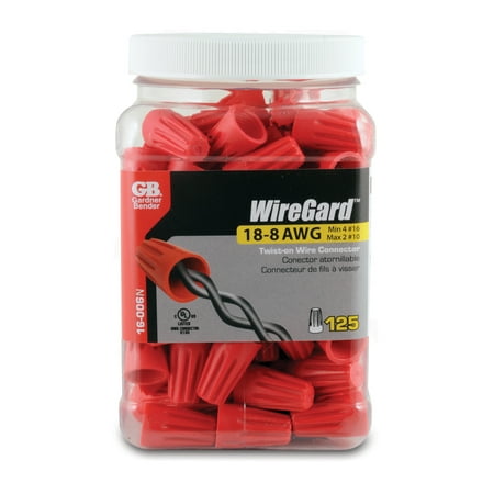 Nut 73b Wire Connector - GB Gardner Bender 16-006 Wiregard Red Wire Connectors, 125-Count