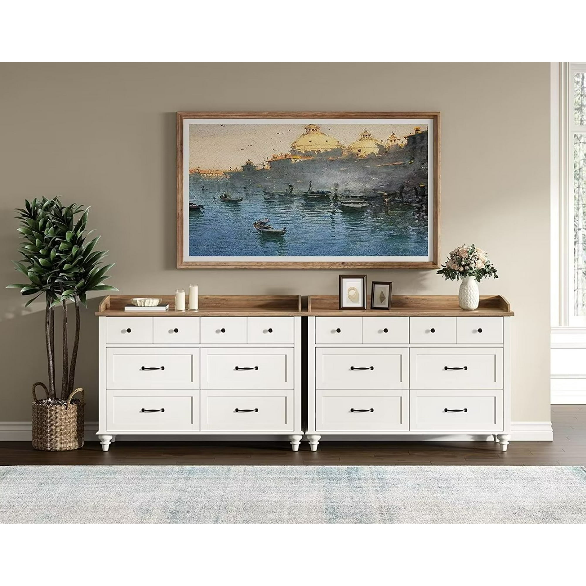 WAMPAT Large 2-in-1 White Dresser for Bedroom with 12 Drawer,Mid