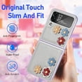 thumbnail image 3 of for Samsung Galaxy Z Flip 4 Flower Cute Case, Applique Design Slim Thin PU Leather & Crystal Hard PC Shockproof Protective Phone Cover Case for Samsung Z Flip 4 LTH Grey, 3 of 14