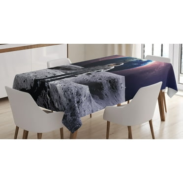 Ambesonne Space Tablecloth Rectangular Table Cover, Brace Astronaut Cosmos, 60"x90", Grey Magenta
