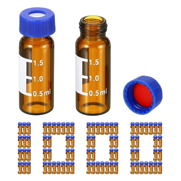 Uxcell 2ml Autosampler Vial, 1000 Pack HPLC/GC Vials 9-425 Lab Amber Vials Sample Vial Writing Patch Pre-Slit Septa
