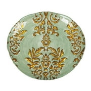 Damask 6 in. Turquoise & Gold Plate - Set of 4
