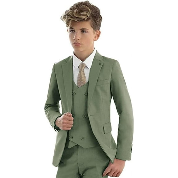 Mosedou Suit for Boys Tuxedo Suit Three Piece Slim Fit Toddler Suit for Boys Formal Wedding Blazer Vest Pants Set