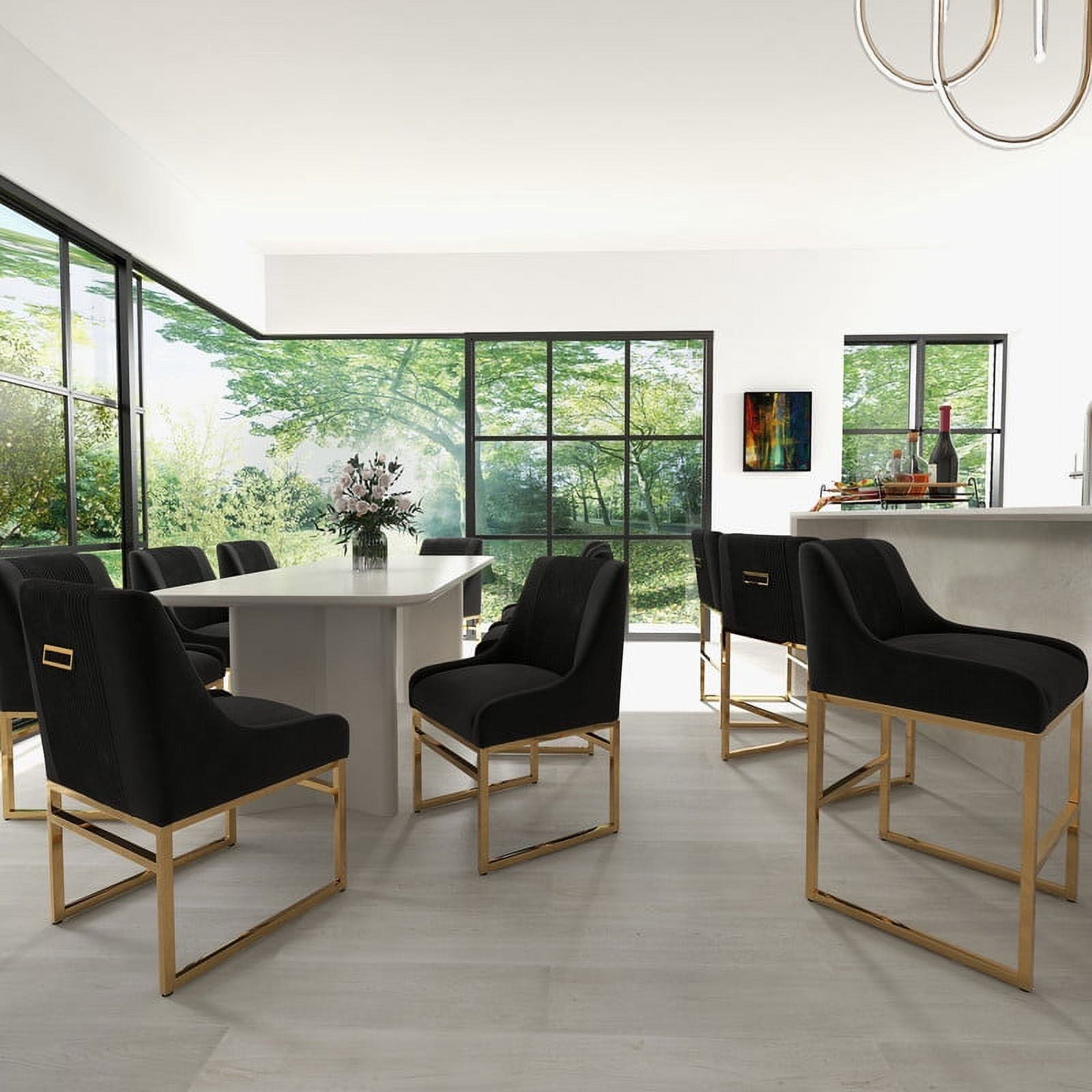 SEYNAR Modern Velvet Upholstered Accent Dining Chairs Set of 8, Kitchen Side Chair with Metal Frame for Living Room