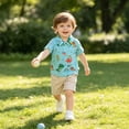 thumbnail image 2 of Glisme Toddler Boys Beach Tees Cartoon Dinosaur Print Short Sleeve Notch Neck Fall Comfortable Boys T-Shirt Size 2-3 Years, 2 of 6