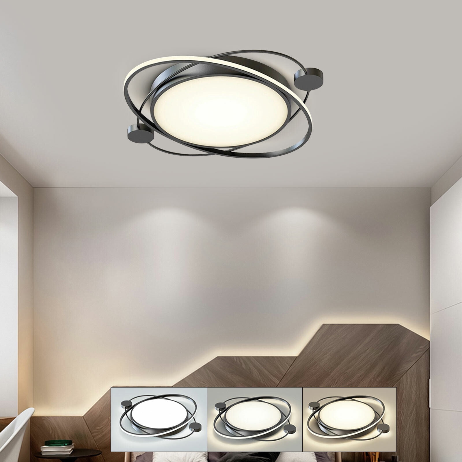 Remote Control Modern LED Ceiling Light Fixture Flush Mount Dimmable Pendant Lamp 28W