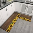 thumbnail image 3 of 2 Piece Brown Wood Sunflower Flowers Rug Kitchen Rug Set, Decor Kitchen Rugs, Absorbent Non-Slip Washable Floor Mats, Home Indoor Runner Rugs 17"x47"+17"x30", 3 of 7
