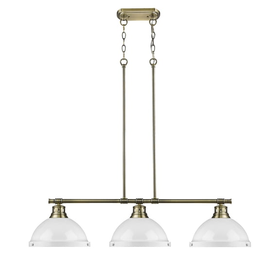 Golden - 3602-3LP AB-WH - Three Light Linear Pendant - Duncan - Aged Brass