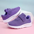 thumbnail image 4 of Mesh Sneakers for Girls Comfy Lightweight Orthopedic Shoes Thick Soft Sole Cushioning Walking Running Shoes Hook and Loop Breathable Athletic Shoes Purple 13 Little Kid, 4 of 6