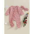 thumbnail image 2 of Bslissey 3M 6M 12M Infant Baby Girls Christmas Footies Rompers Tree Print Long Sleeve Patchwork Ruffled Zipper Jumpsuit with Headband Newborn Casual Outfits, 2 of 9