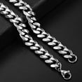 thumbnail image 6 of Hermah 11mm Silver Stainless Steel Curb Cuban Necklace Men Women Unisex Chain 18-36inch, 6 of 6