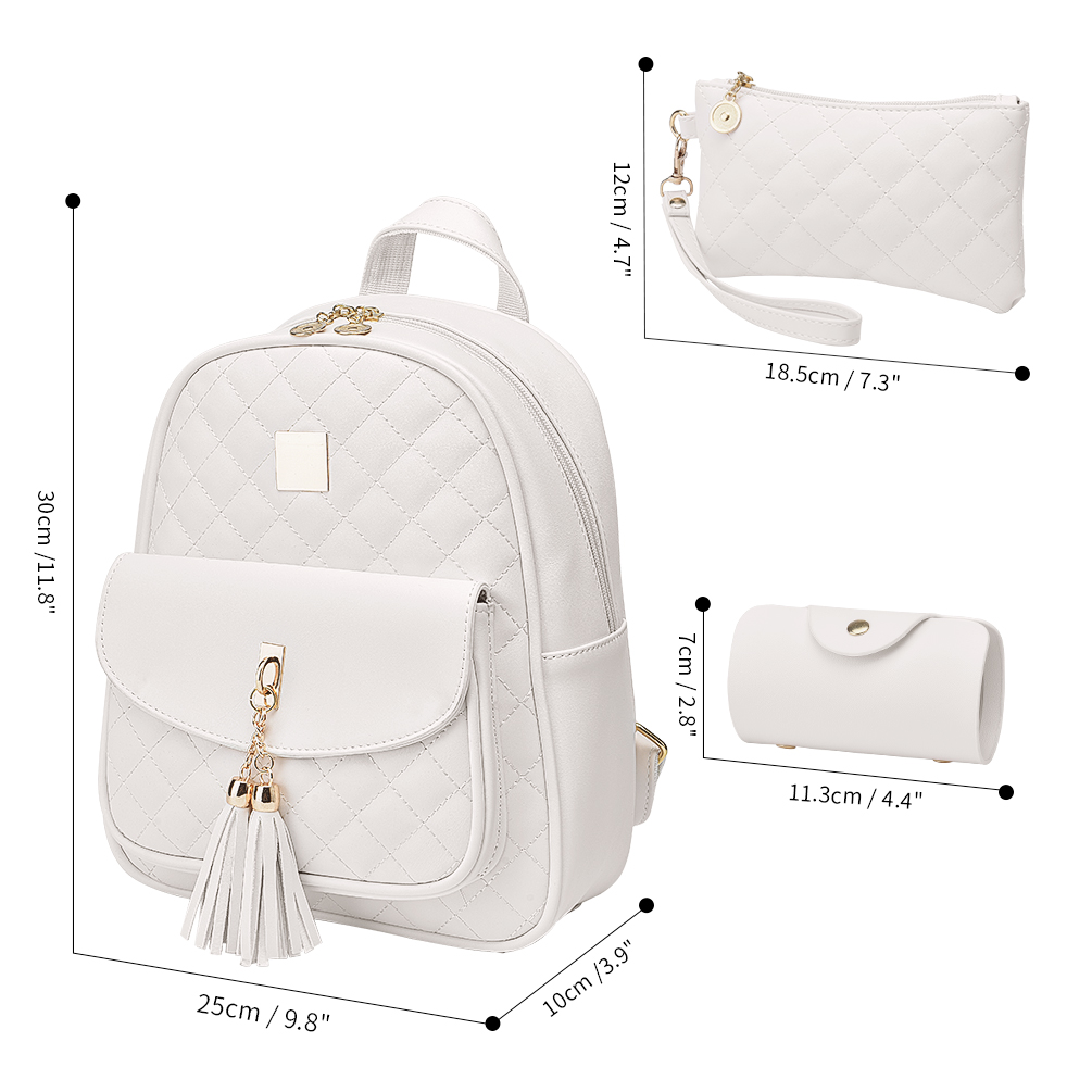 Vbiger 3-in-1 Women Mini Backpack, Leather Small Backpack Purse for Teen Girl, Travel Backpack Cute Schoolbags- White - image 2 of 7