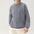 thumbnail image 2 of QTBIUQ Sweater Men Casual Round Neck Patchwork Long Sleeve Striped Knit Sweater Gray, 2 of 6