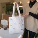 thumbnail image 5 of Bolso de hombro con bordado de nube bonita de pelo para mujer, bolso de lona elegante e informal para estudiante, tamaño libre, color blanco, 5 of 8