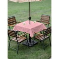 thumbnail image 3 of Outdoor Tablecloth with Umbrella Hole and Zipper, Christmas Pink Square Table Cloth 60x60 Inch Waterproof Tablecloth, Winter Snowflakes Xmas Retro Picnic Table Cover for Patio Camping, 3 of 7