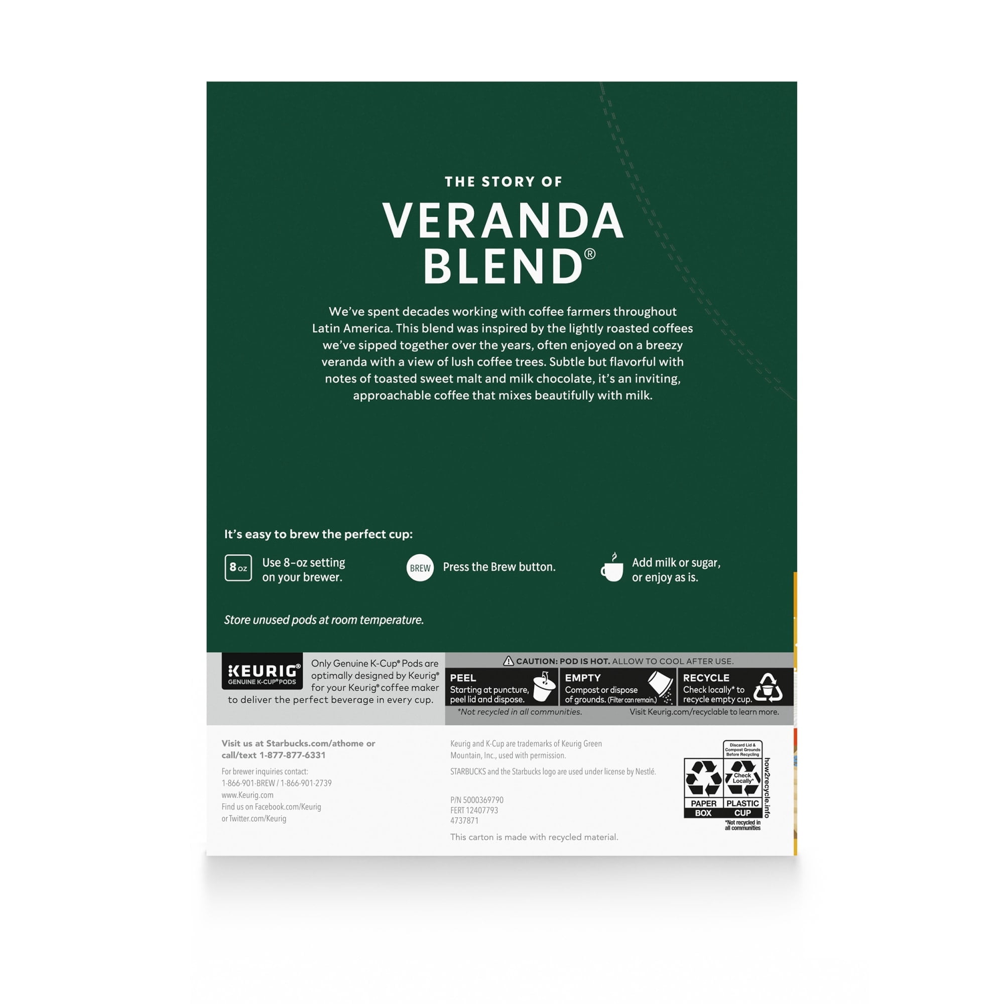 Starbucks Veranda Blend, Blonde Roast K-Cup Coffee Pods, 22 Count K Cups