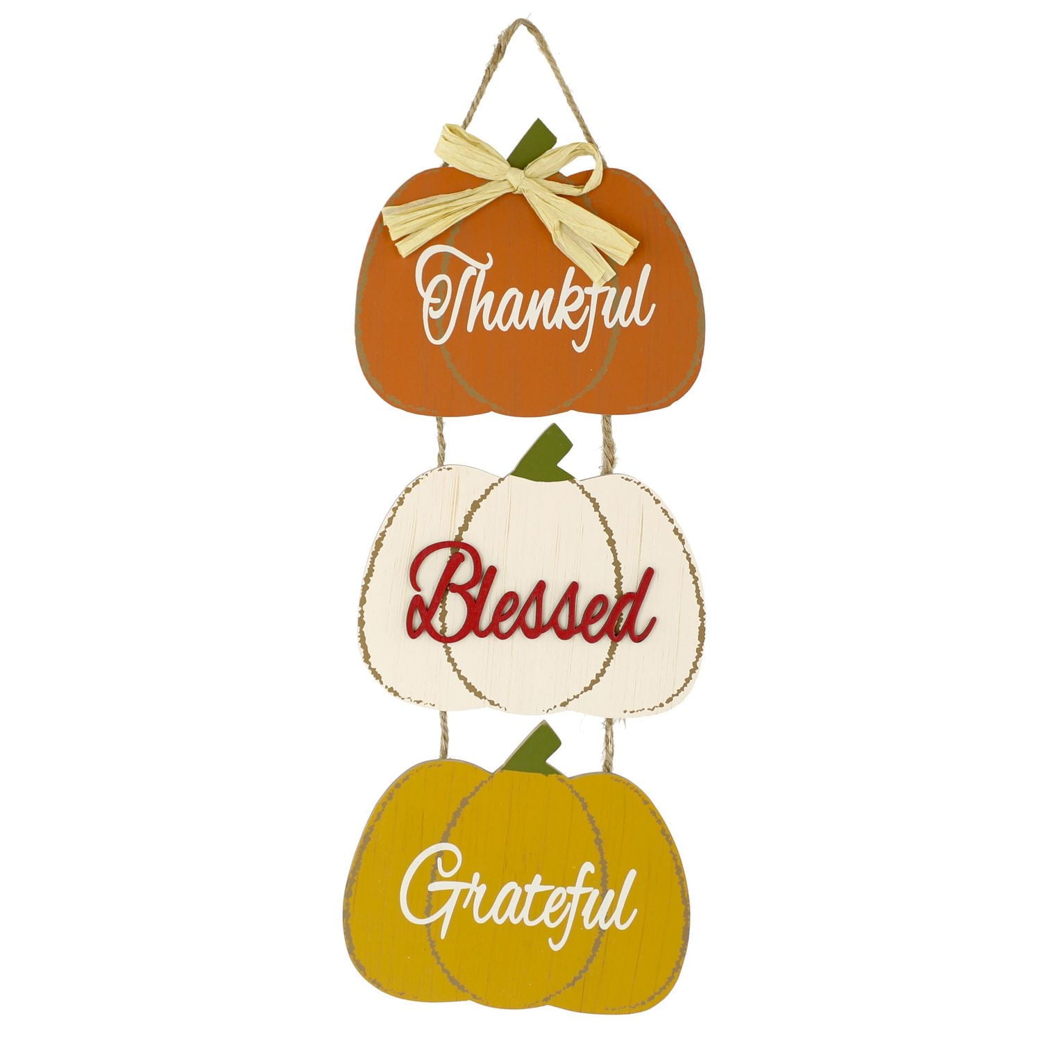 Way To Celebrate Harvest Wood Dangle Hanging Décor, Thankful