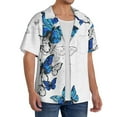 thumbnail image 2 of Fotbe Blue Flying Butterflies Camisa Estampada de Manga Corta para Hombre, Casual de Verano, Estilo Playero, Sin Arrugas-X-Large, 2 of 5