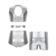 thumbnail image 2 of YiZYiF Kids Girls Crisscross Cutout Ballet Dance Unitard with Shorts Set Athletic Gym Suit Ballerina Costume Silver 10, 2 of 5