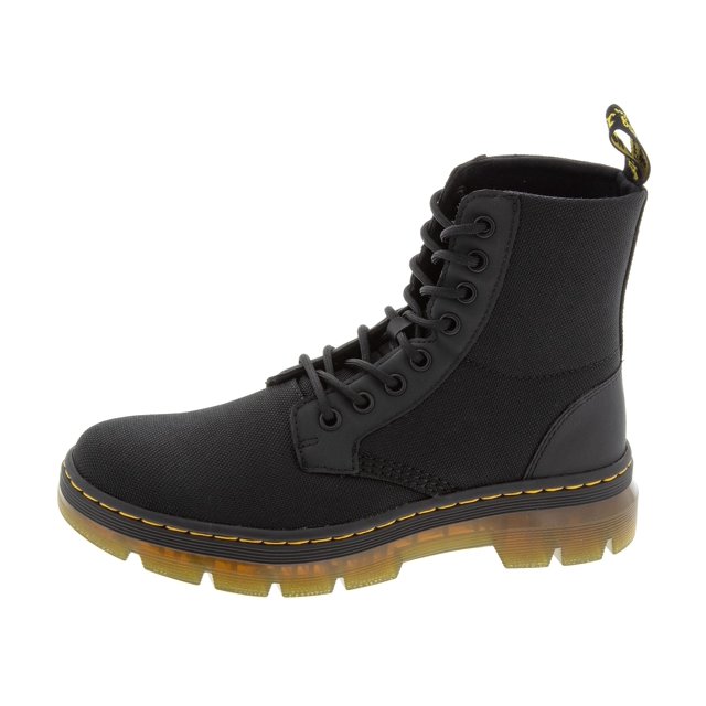Bota Dr. Martens Pebs 8 Eye, unisex, negra, extra resistente