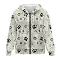 thumbnail image 4 of SCRAWLGOD Paws Ink Spots Beige Loose Fit Full Zipper Hoodies for Women Casual Comfy Sweatshirt Drop Shoulder Comfortable Long Sleeve Clothes Fall Winter Trendy Outfits, L, 4 of 7