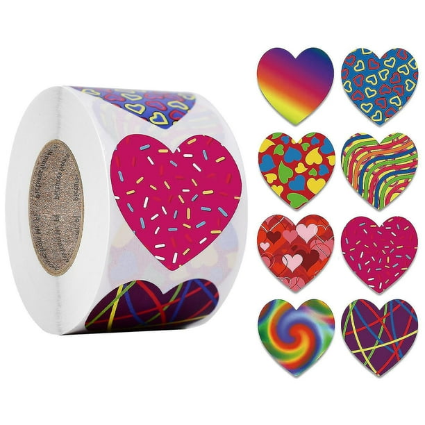 Pegatinas de 1 pulgada de amor para el día de San Valentín, pegatinas de sellado, 8 patrones, pegatinas de decoración de regalo, 4 rollos, 2000 piezas, aya