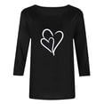 thumbnail image 4 of Plebaso Hauts à Cœur pour Femmes Manches 3/4 Col Rond T-Shirts Décontractés Imprimés chandail-Overs Femmes 2025 Blouses, 4 of 4