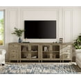 thumbnail image 2 of WAMPAT TV Stand for 100 Inch TV, TV Console Table for 85 90 95 Inch TV, Farmhouse Entertainment Center with Charging Station & Glass Door, Kitchen Sideboard Buffet Cabinet for Dining Room, Wash Grey, 2 of 8