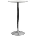 thumbnail image 1 of 23.75'' Round Glass Table with 41.75''H Chrome Base, 1 of 5