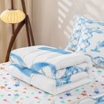 thumbnail image 5 of Erosebridal Letter A Zipper Twin Comforter Sets with Fitted Sheet and 2 Pillowcases, Chic Ribbon Zipper Bedding Set, Stars Reversible, Baby Blue, Stars Reversible, 5 of 7
