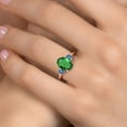 thumbnail image 4 of Gem Stone King 18K Rose Gold Plated Silver Ring Oval Green Nano Emerald and Vivid Persian Blue Moissanite (2.46 Cttw, Size 7), 4 of 6