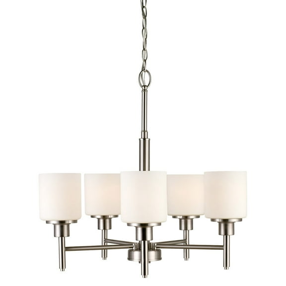 Design House Aubrey 5-Light Indoor Dimmable Chandelier with Frosted Glass, Satin Nickel