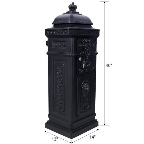 Mailboxs Mailboxes Residential The Court Large-Capacity Letter Box, Garden Floor Safety Mailbox, Outdoor Rainproof Postbox Statue ,black