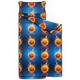 thumbnail image 2 of Basketball and Fire Blue Pattern Teens Toddler Nap Mat with Pillow, Sleeping Mat Bag for Preschool Daycare 59"x22", 2 of 6