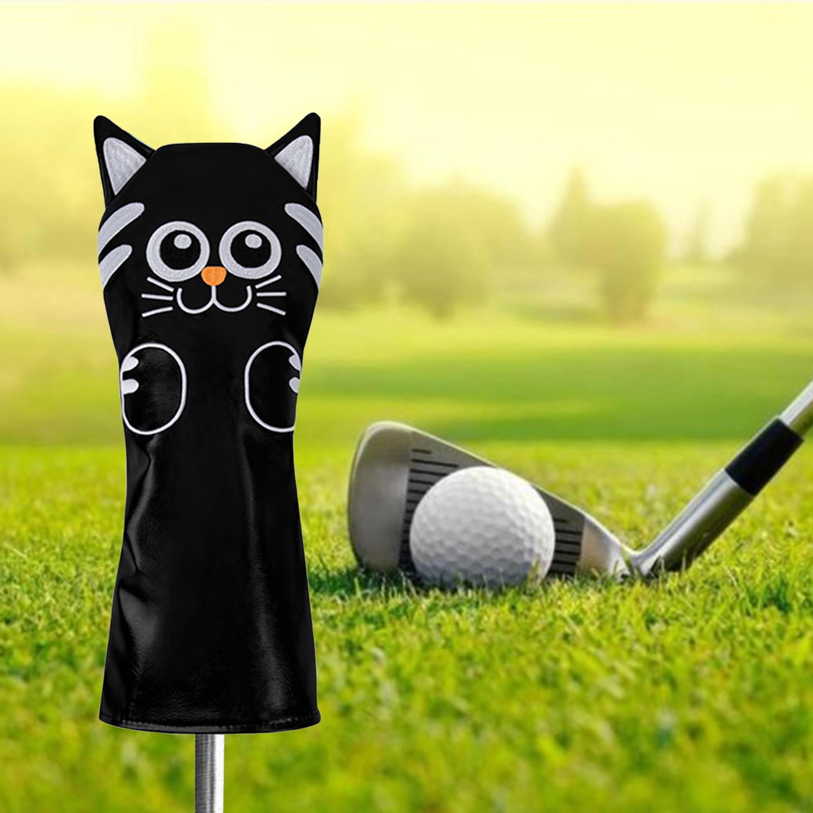 Golf Head Covers Equipment Mallet Putter Cat Pattern PU Leather Accessories Golf Driver Black