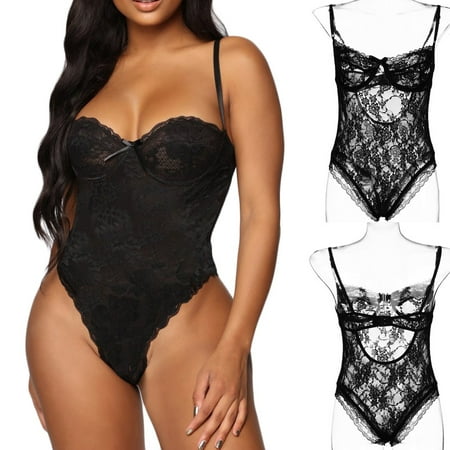 

Rong Yun New Sexy Lingerie Women Underwear Sleepwear Lace Bow Underwire Bodysuit Jumpsuit(Buy 2 Get 1 Free)